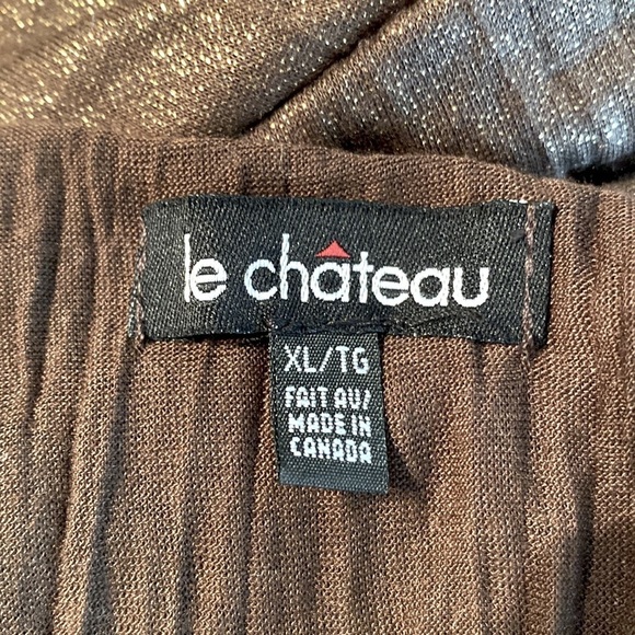 Y2K le Château  boat neck blouse, brown & gold threading, ruched sides & waist🤎 - Picture 8 of 9